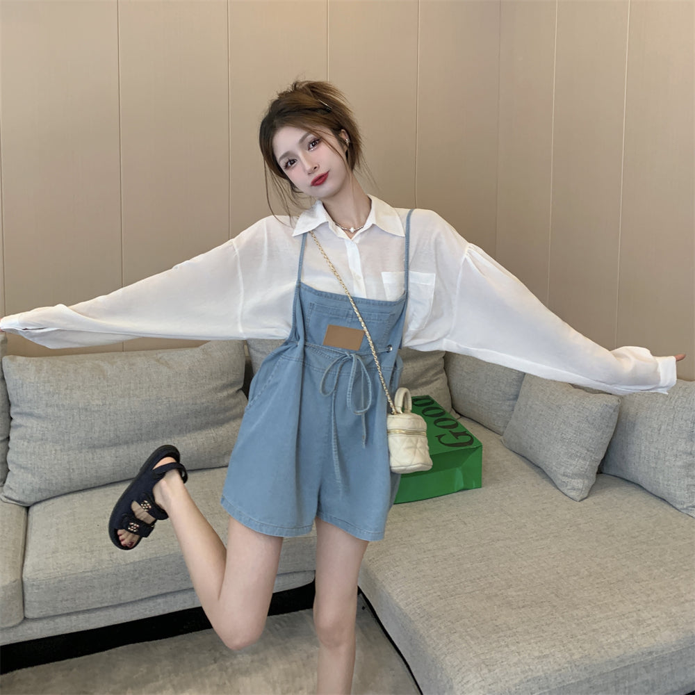 ストラップデニムサロペット+シャーシャツ【単品販売】 S2249