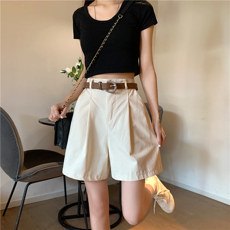 ベルト付きショートパンツ べっこうベルトでキュートに♡ S2412