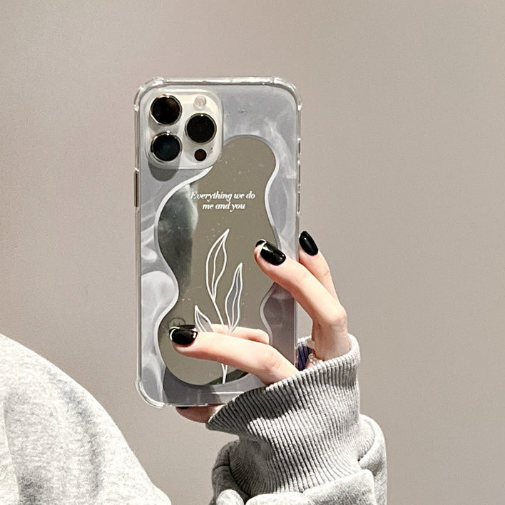 リーフ柄マーブル iPhoneケース おしゃれスマホケース S2500