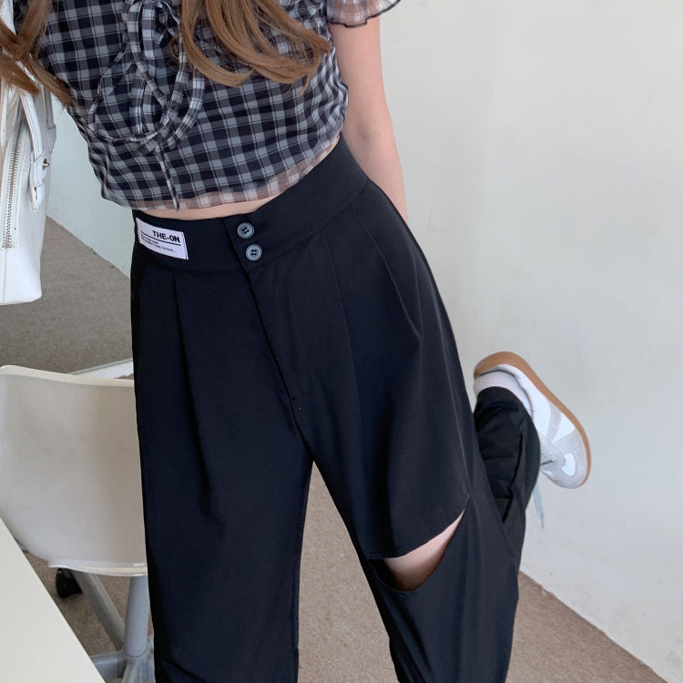 スリットデザインのストレートパンツ S2529