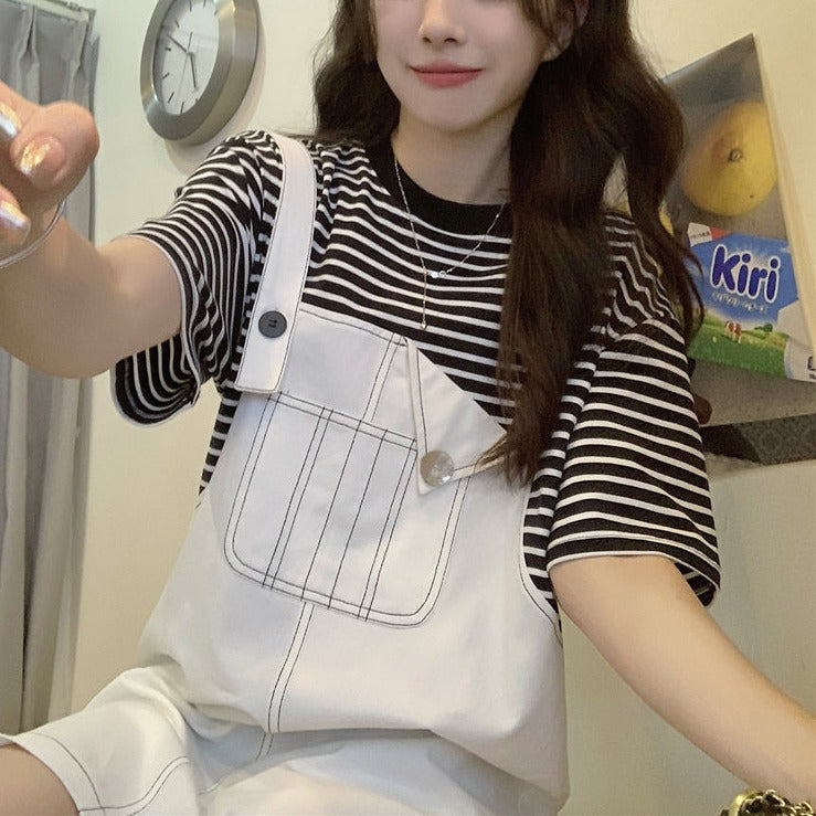 フェイクサロペットワンピース♡トレンドデザイン S2278