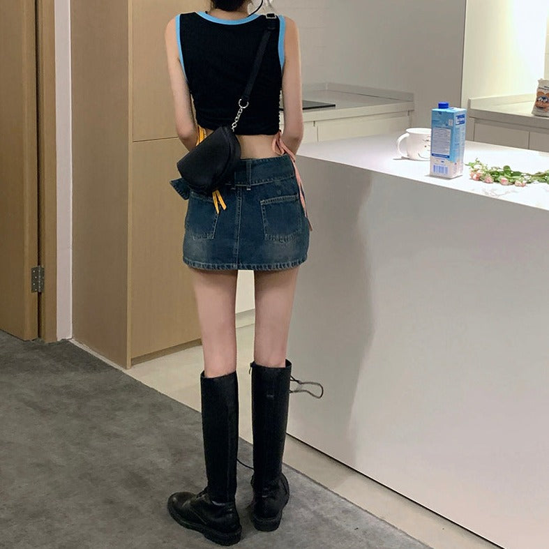 インナー付きデニムミニスカート♡海外ガール風 S2288