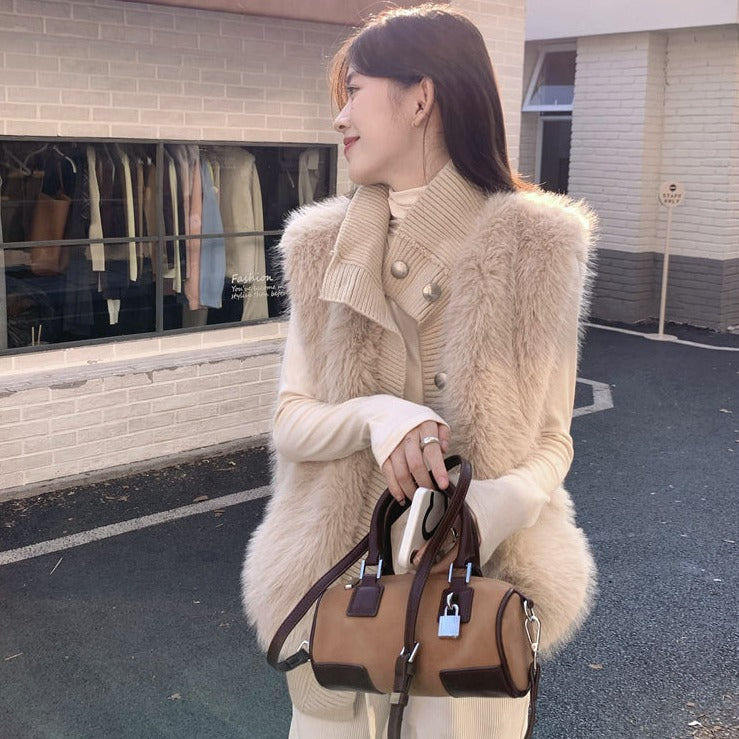 ふわふわフェイクファーベスト♡大人可愛いレイヤードに S1068
