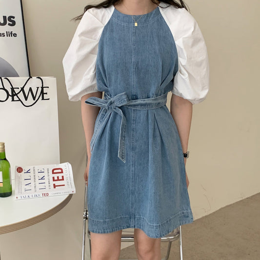 パフスリーブデニムミニワンピース♡ガーリーな一枚 S1487