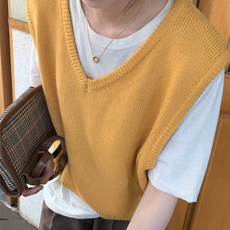 7色展開♡シンプルVネックベスト S2511