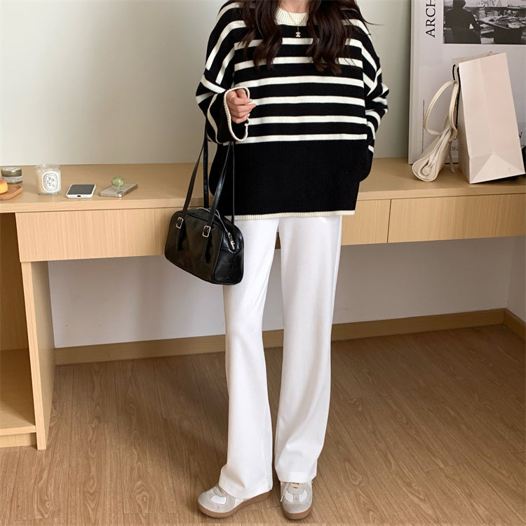 ワイドスリーブボーダーニット ゆったりシルエットで大人可愛い S1950