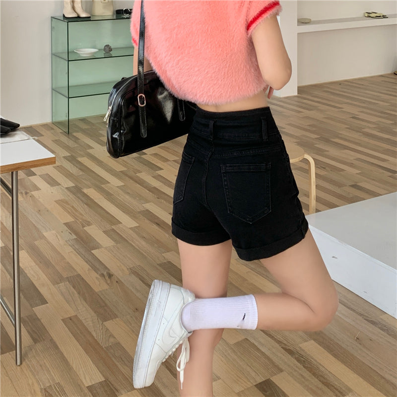 美脚デニムショートパンツ♡ハイウエストで脚長効果 S1815