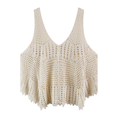 透かし編みフリンジベスト♡レイヤードで上級者コーデ S1404