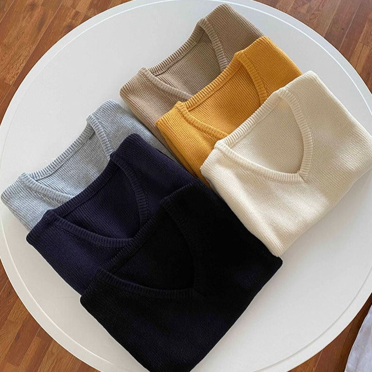 7色展開♡シンプルVネックベスト S2511