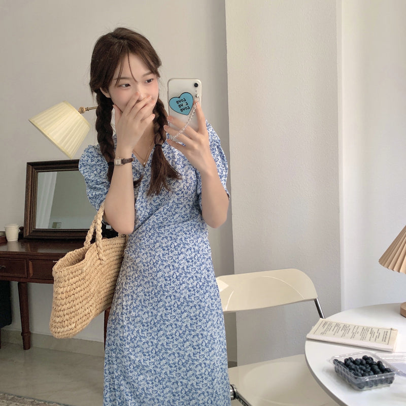 大人可愛い小花柄カシュクールワンピース S1834