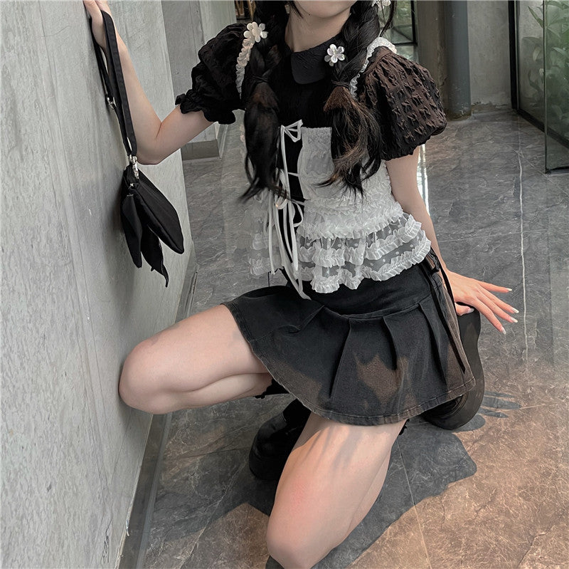 サイドレースアップデニムスカート♡脚長効果でおしゃれ S2402