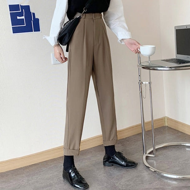 ハイウエストストレートパンツ 美脚シルエット S2154
