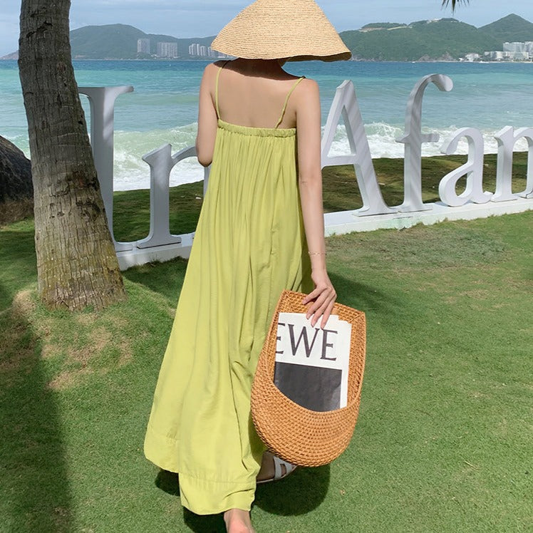 ロングストラップバックスリットキャミワンピース♡大人かわいい2色 S1892