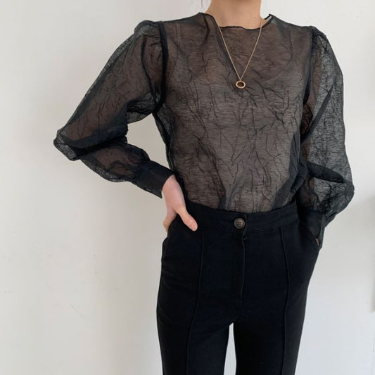 しわ加工シースルートップス♡抜け感コーデに◎ S1731