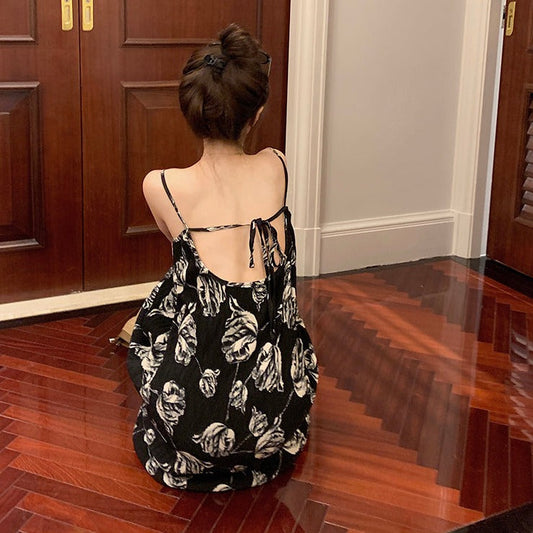 モノトーン花柄キャミワンピース 大人可愛いモードな1着 S1654