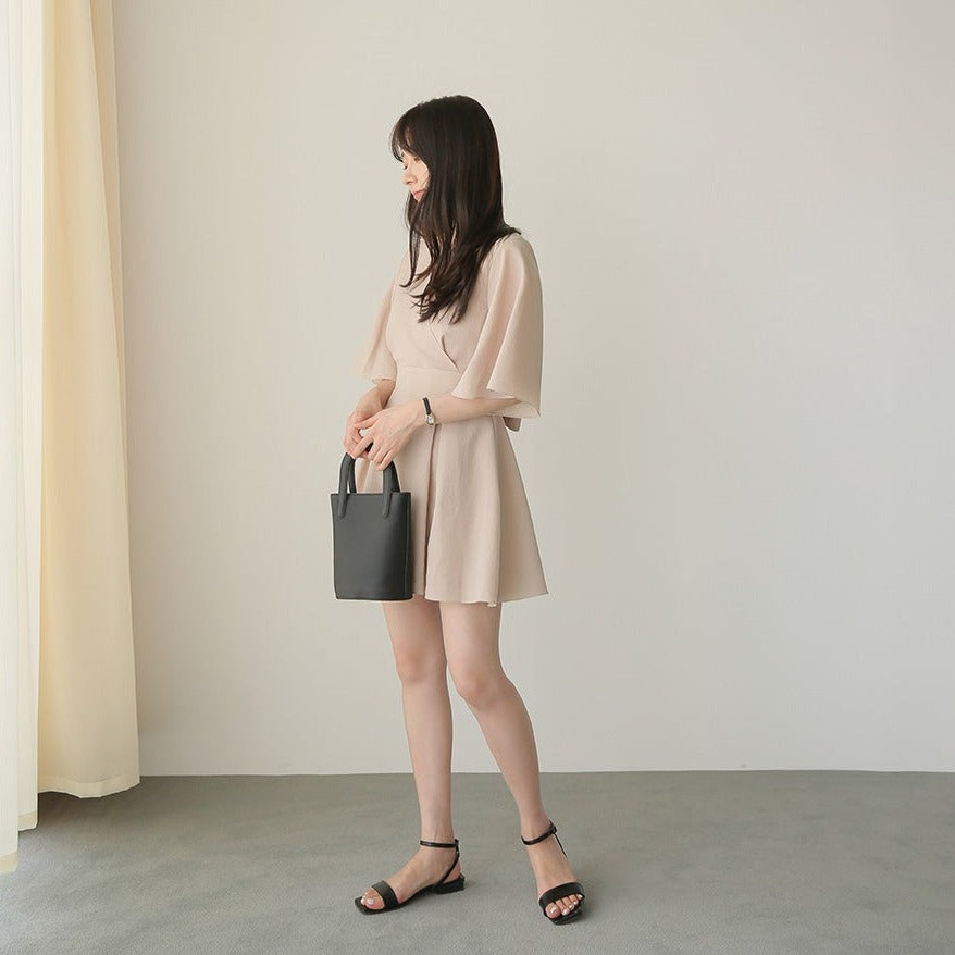 大人可愛いカシュクールVネックワンピース S1858