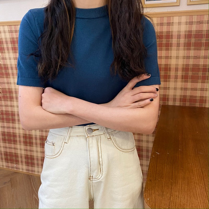 モックネックTシャツ ベーシックで着回し◎ S1165