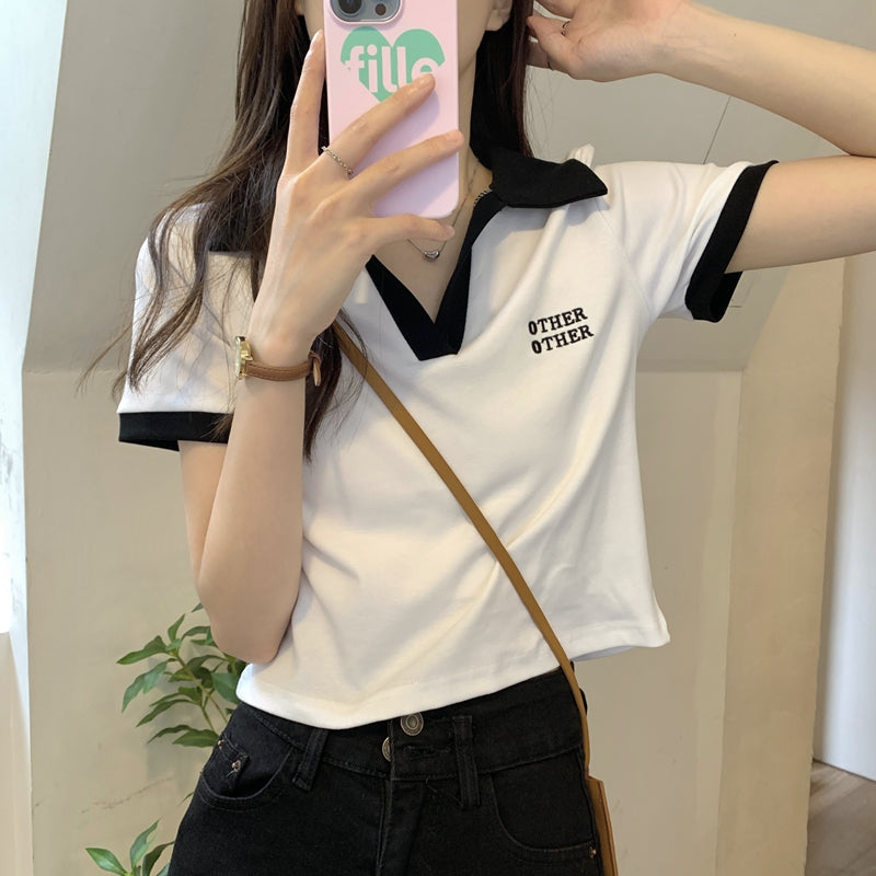 バイカラーポロシャツ♡レトロで上品なニット S1896