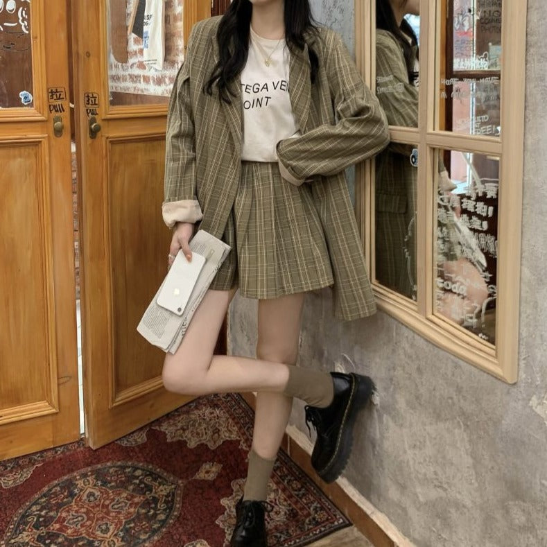 英国風チェックセットアップ♡ジャケット&スカート S2156