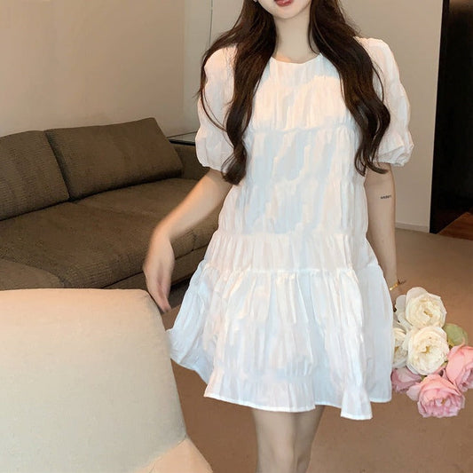 プリーツパフ半袖ワンピース♡フレンチガーリー S1887