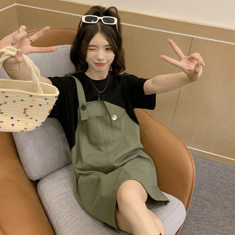 フェイクサロペットワンピース♡トレンドデザイン S2278