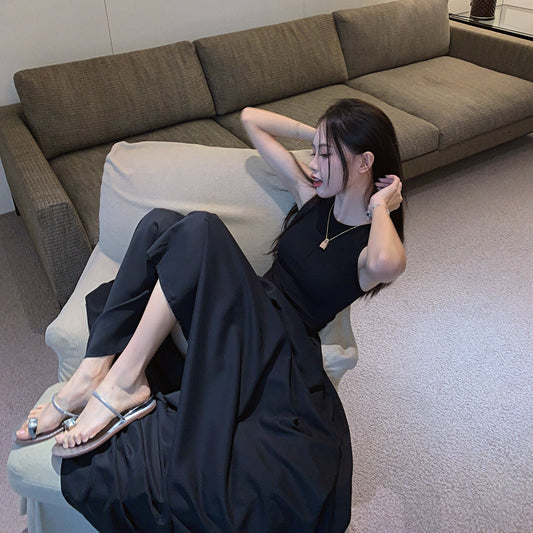 異素材ドッキングワンピース♡ノースリーブで夏に活躍 S1670