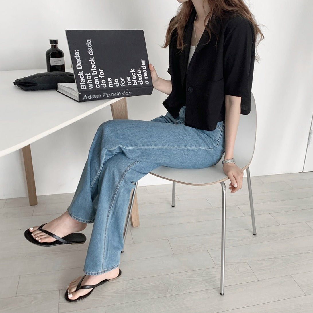 リネン風半袖ジャケット♡涼やか夏コーデに S1859
