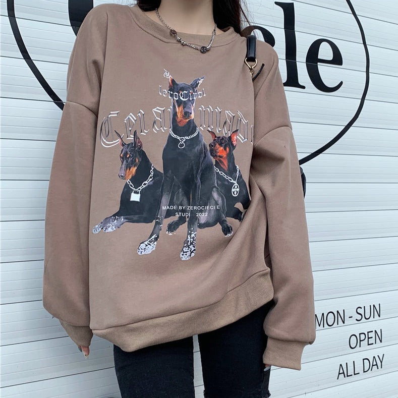 ドーベルマンデザインの薄手スウェット♡レトロで可愛い S1729