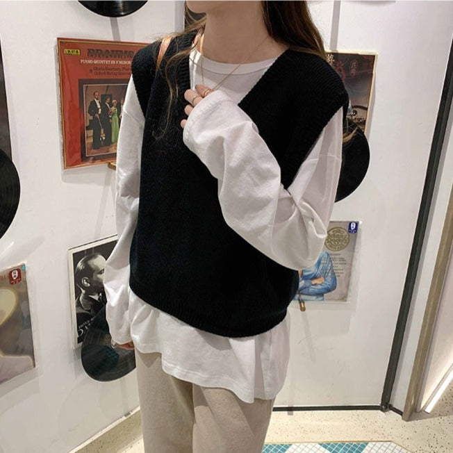 7色展開♡シンプルVネックベスト S2511