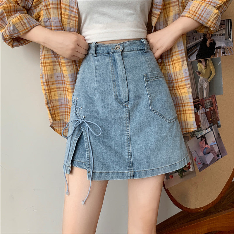 リボン付きデニムミニスカート♡ S2364