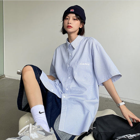 ビッグストライプシャツ ユニセックスで春らしい♡ S1475