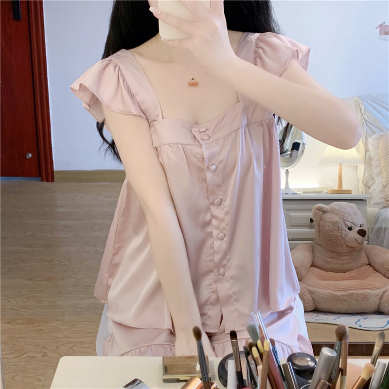 ゆるっと可愛いショルダーフレアルームウェア♡ S2276