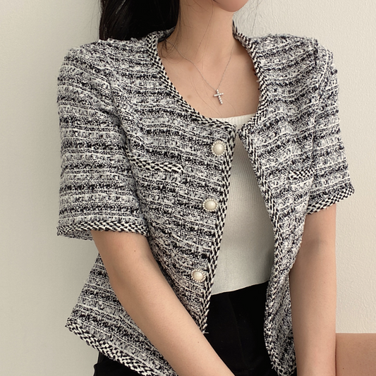 ツイードクロップドジャケット♡大人可愛い半袖 S1853