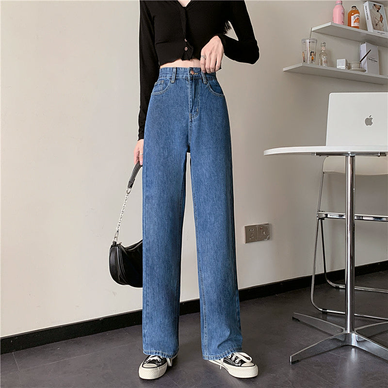 ハイウエストストレートデニムパンツ☆脚長シルエット S2097