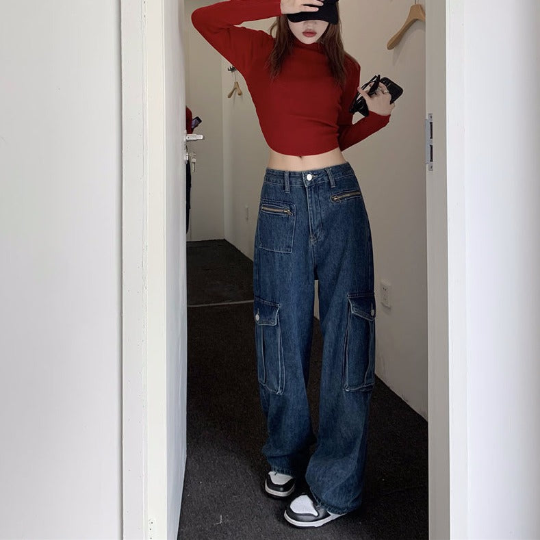 ワークデニムパンツ ビッグポケットで大人可愛い S2140