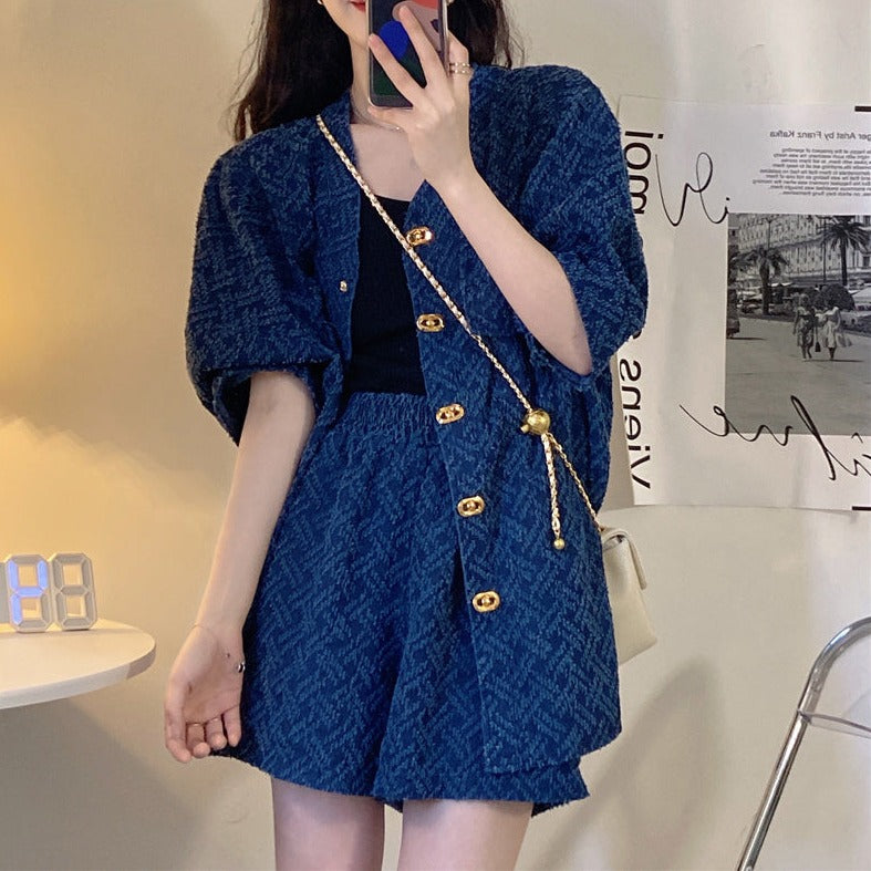 ジャガードデニムのセットアップ♪大人可愛いコーデに◎ S1844