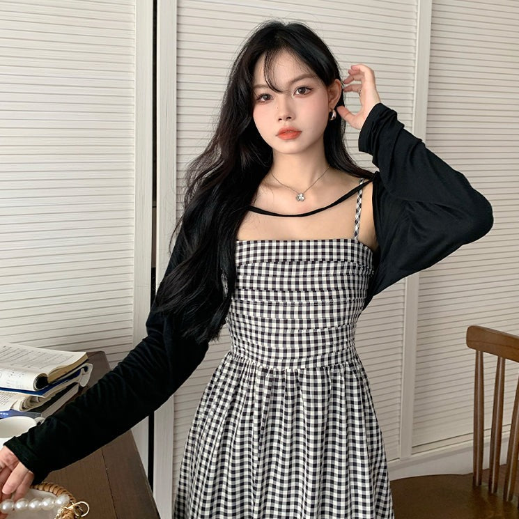 ボレロ付きギンガムチェックワンピース♡大人可愛いデザイン S1856