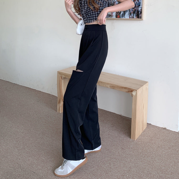 スリットデザインのストレートパンツ S2529
