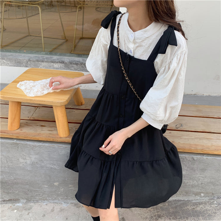 フレンチリボンワンピースセット♡肩リボンが可愛い S1793