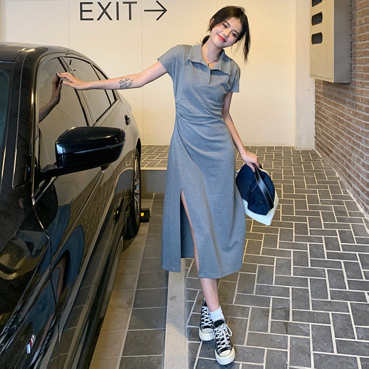 スリットデザインのカットソーワンピース S1524