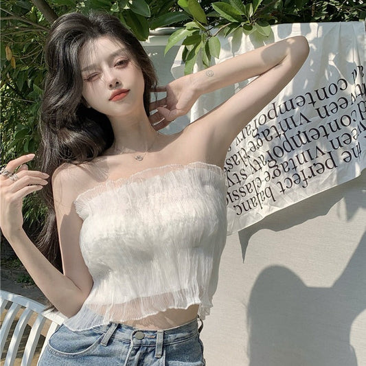 オーガンジーベアトップ♡繊細レースで大人可愛い S1614