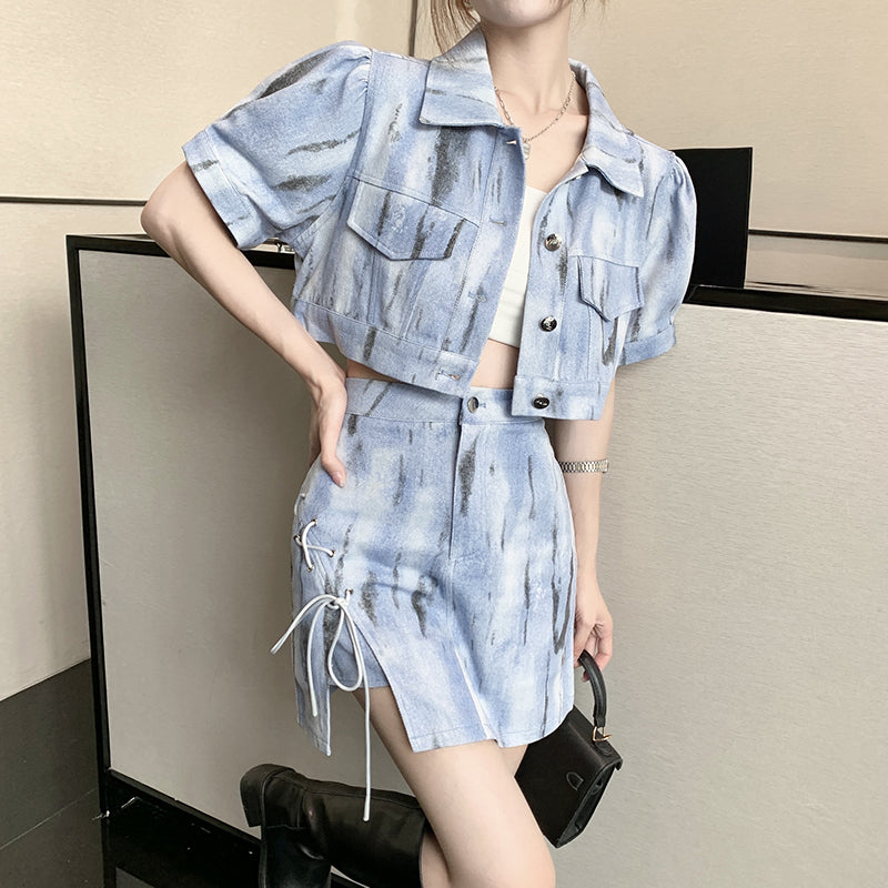 タイダイ柄デニムセットアップ♪大人可愛いコーデに◎ S1877