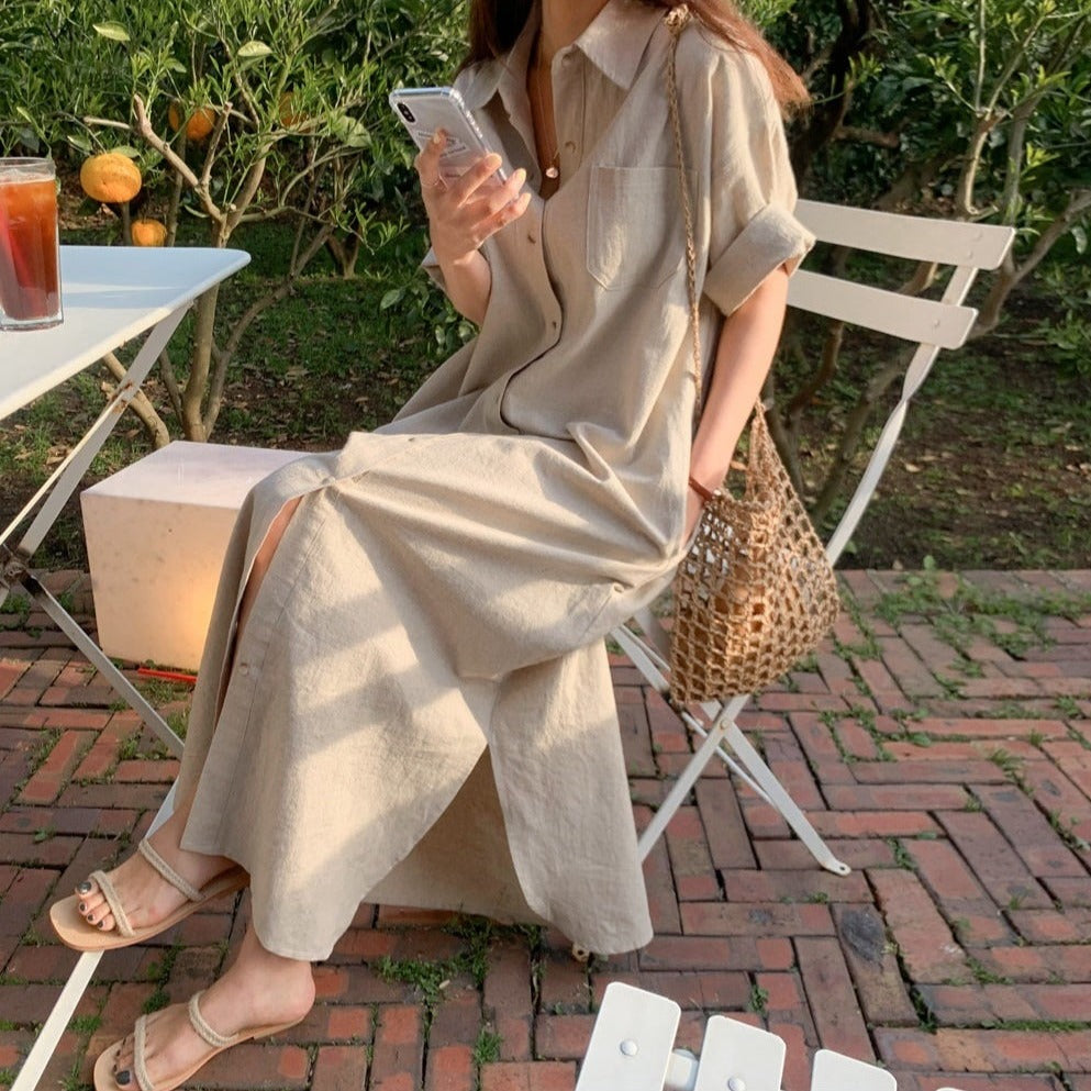 ロングシャツワンピース 夏のAラインで可愛く♡ S1791