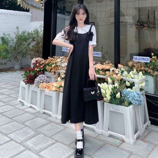 ショルダーリボンワンピース レディース ロング丈 S1794