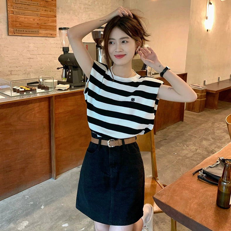 パワーショルダー夏ニット♡二の腕カバーで大人可愛い S1167