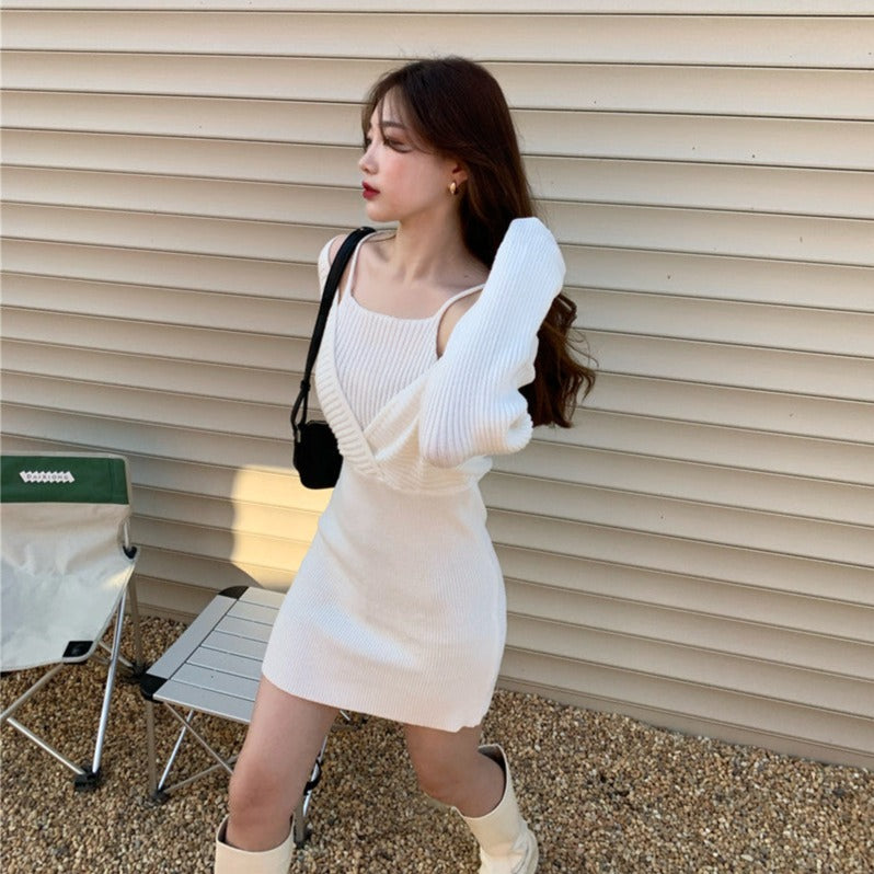 オフショルニットワンピース♡デコルテ美人に S1231