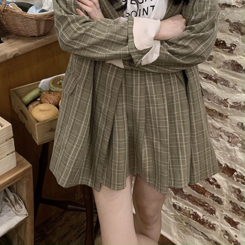 英国風チェックセットアップ♡ジャケット&スカート S2156