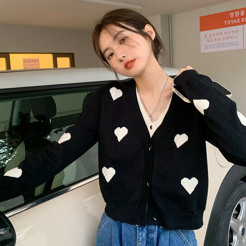 ミニハートフェイクレイヤードカーディガン♡大人可愛い S1700