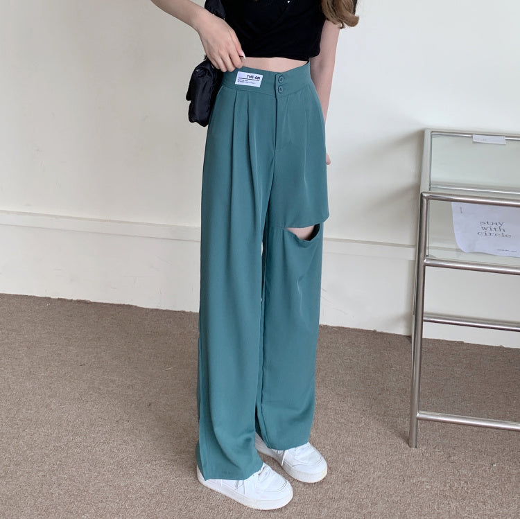 スリットデザインのストレートパンツ S2529