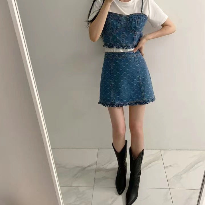 デニムビスチェ3点セット 可愛いコーディネート S1851